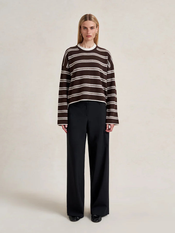 Striped Dominick Sweater - Brown/Taupe