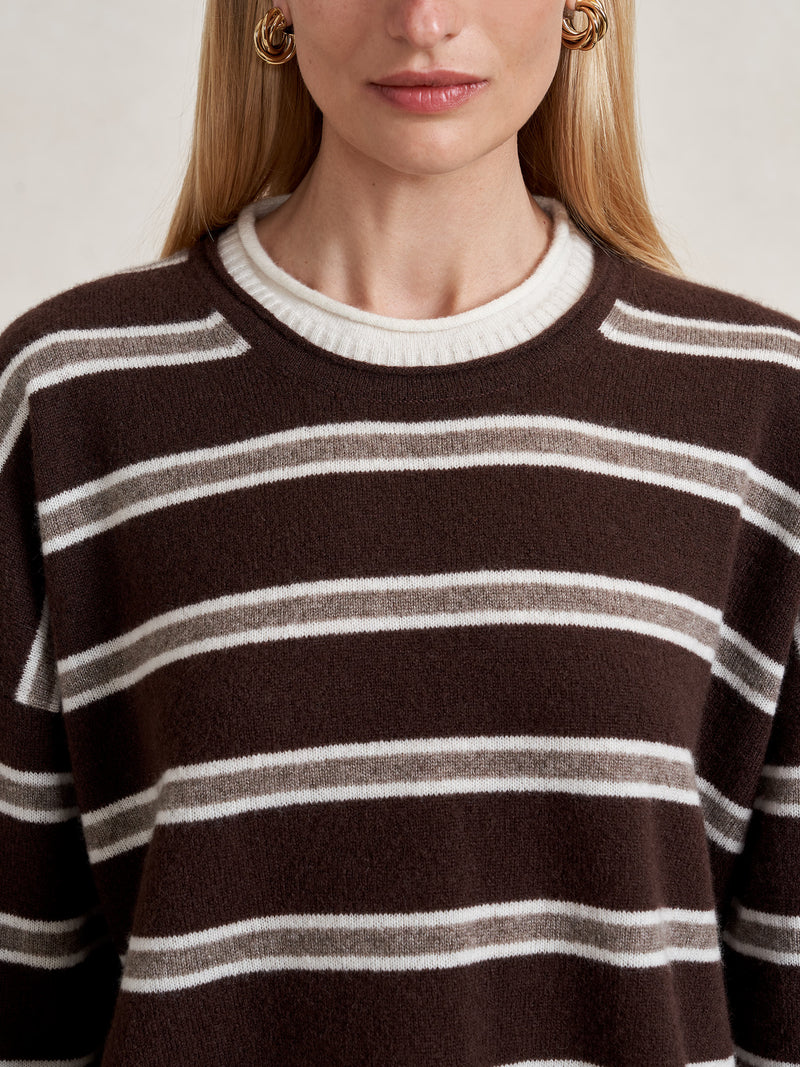 Striped Dominick Sweater - Brown/Taupe