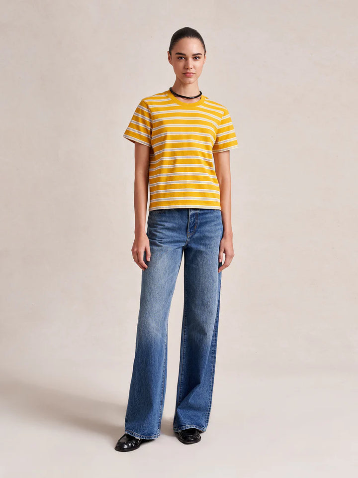 Striped Mol Tee - Mustard/Ivory
