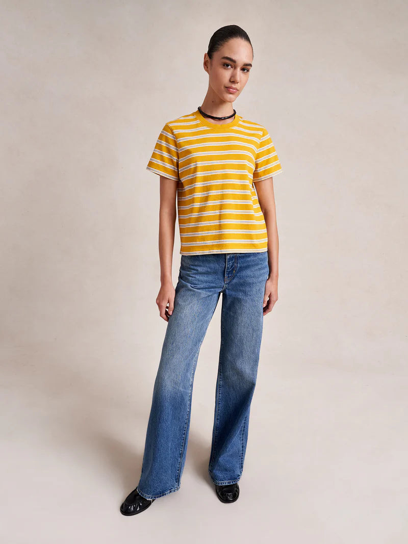 Striped Mol Tee - Mustard/Ivory