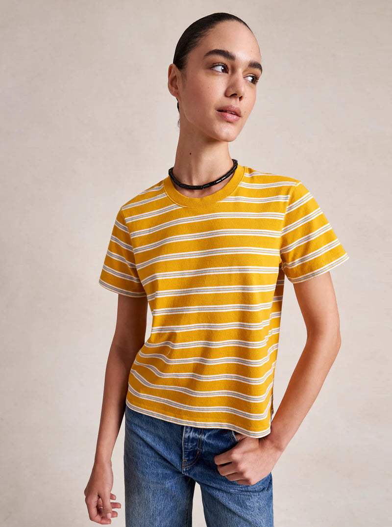 Striped Mol Tee - Mustard/Ivory