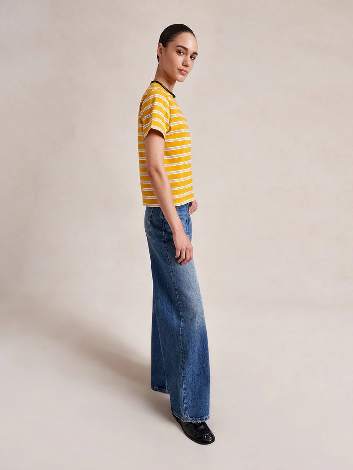 Striped Mol Tee - Mustard/Ivory