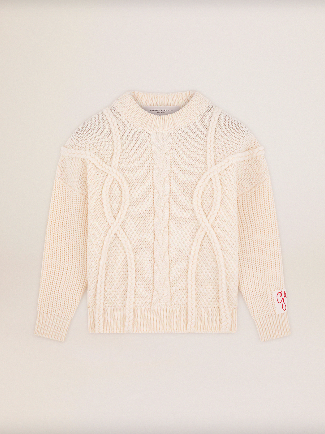 Oversized Braided Motif Sweater - Natural White