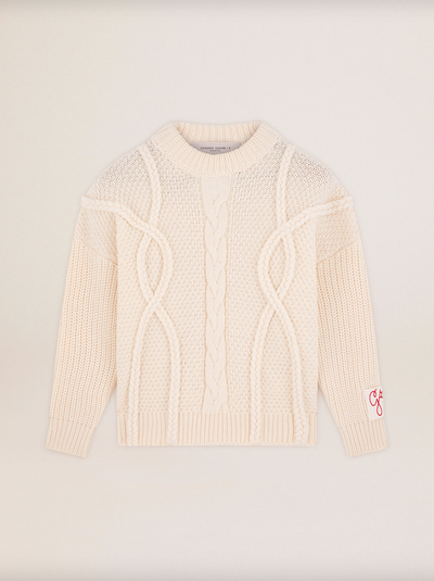 Oversized Braided Motif Sweater - Natural White