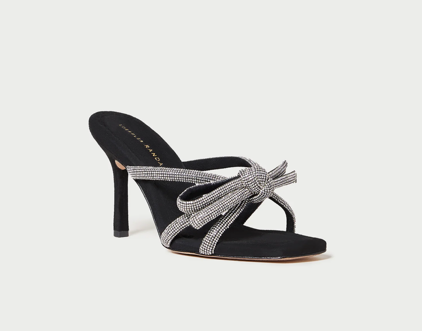 Margi Rhinestone Suede Bow Heel - Black