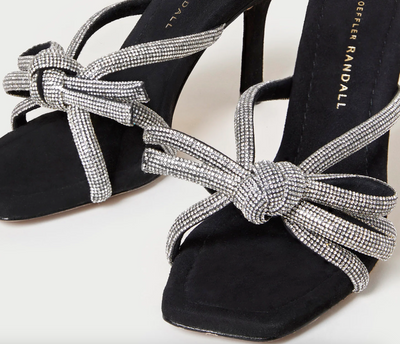 Margi Rhinestone Suede Bow Heel - Black