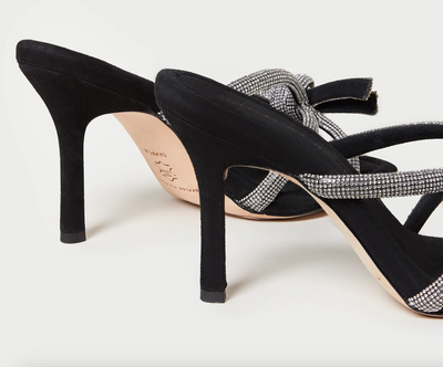 Margi Rhinestone Suede Bow Heel - Black