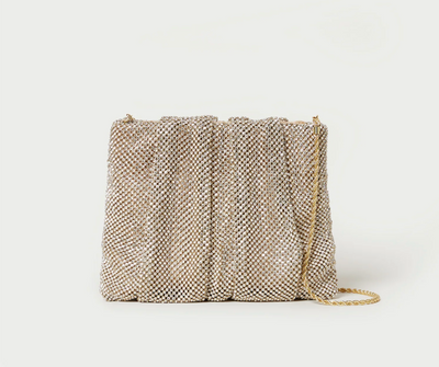 Ember Diamanté Gathered Clutch - Gold