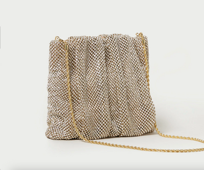 Ember Diamanté Gathered Clutch - Gold