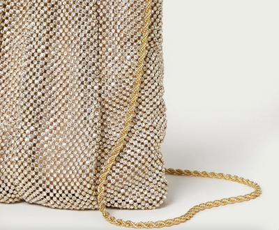 Ember Diamanté Gathered Clutch - Gold