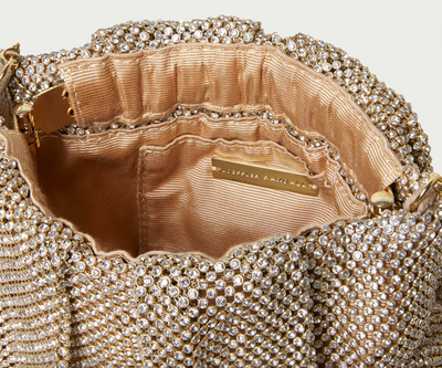 Ember Diamanté Gathered Clutch - Gold