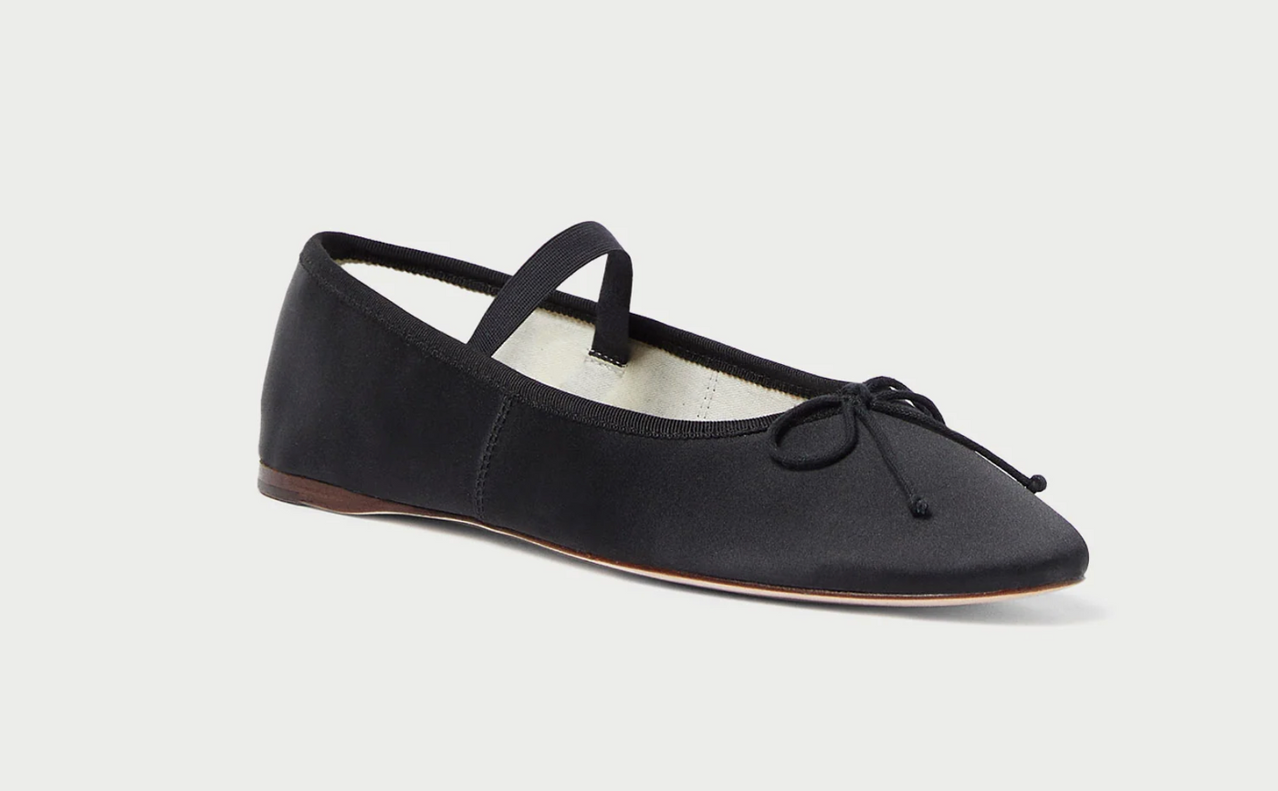 Leonie Satin Ballet Flat - Black