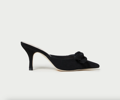 Amyra Bow Kitten Mule - Black