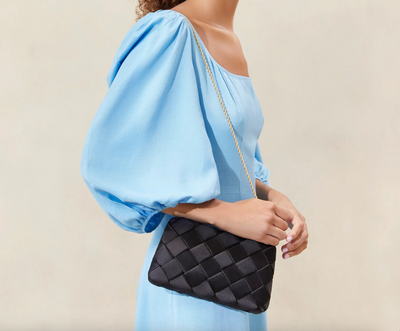 Auzeen Mini Woven Clutch - Black