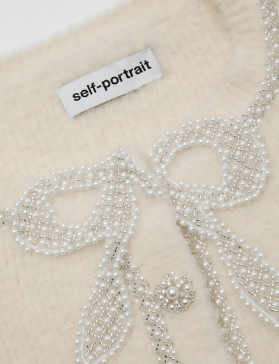 Soft Knit bow Cardigan - Cream