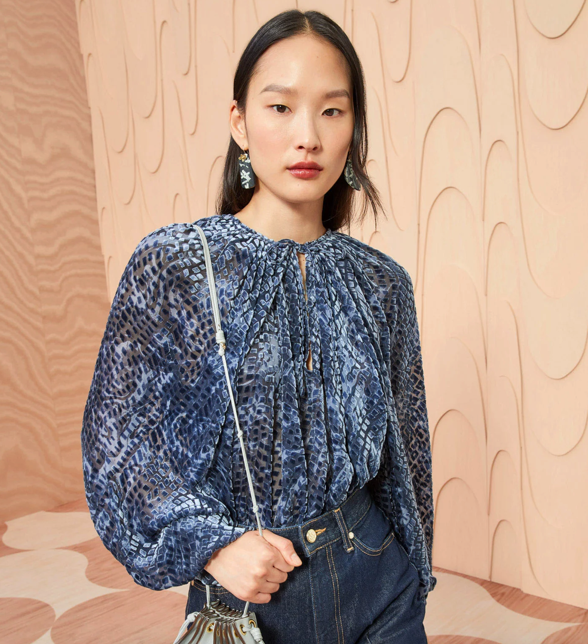 Pauline Blouse - Blue Velvet