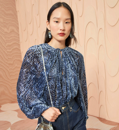 Pauline Blouse - Blue Velvet