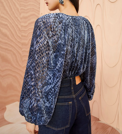Pauline Blouse - Blue Velvet