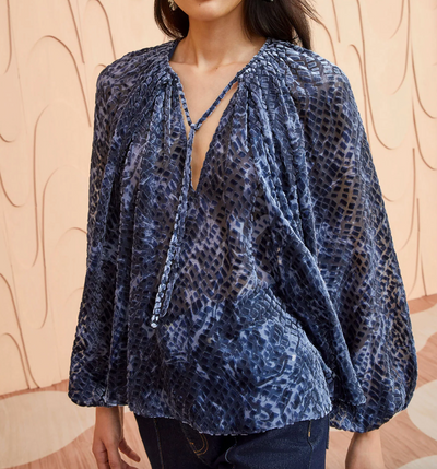 Pauline Blouse - Blue Velvet