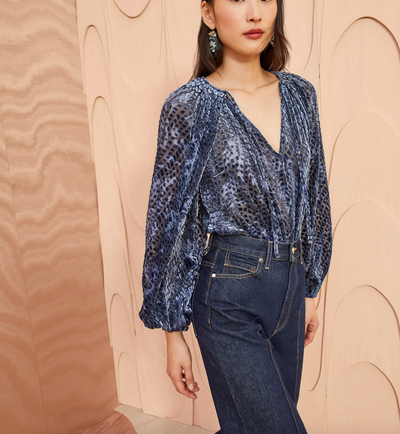 Pauline Blouse - Blue Velvet