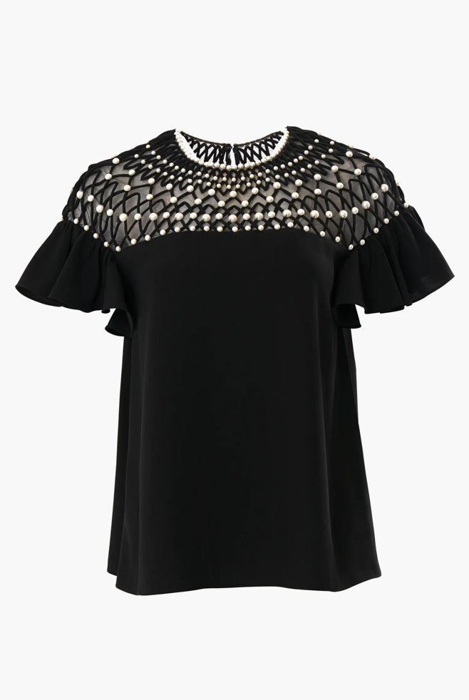 Embroidered Yoke Top