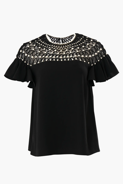 Embroidered Yoke Top