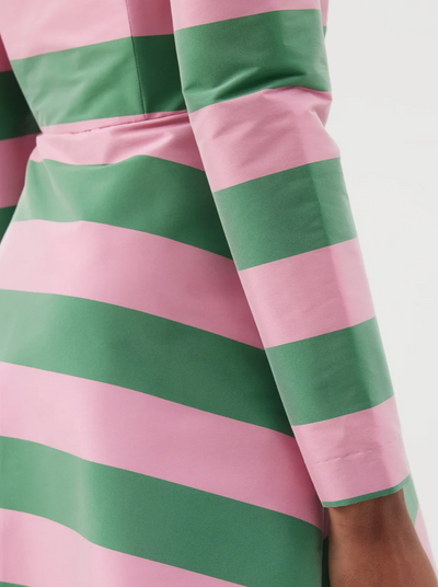 Edie Off-the-Shoulder Striped Taffeta Dress - Pink/Green