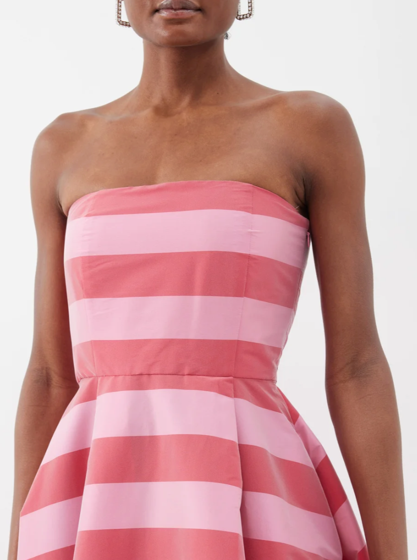 Isa Striped Taffeta Gown - Red/Pink