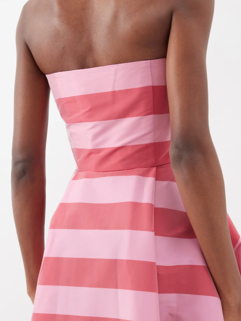 Isa Striped Taffeta Gown - Red/Pink