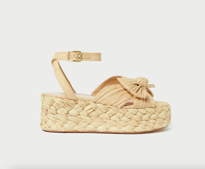 Gaby Natural Pleated Bow Espadrille
