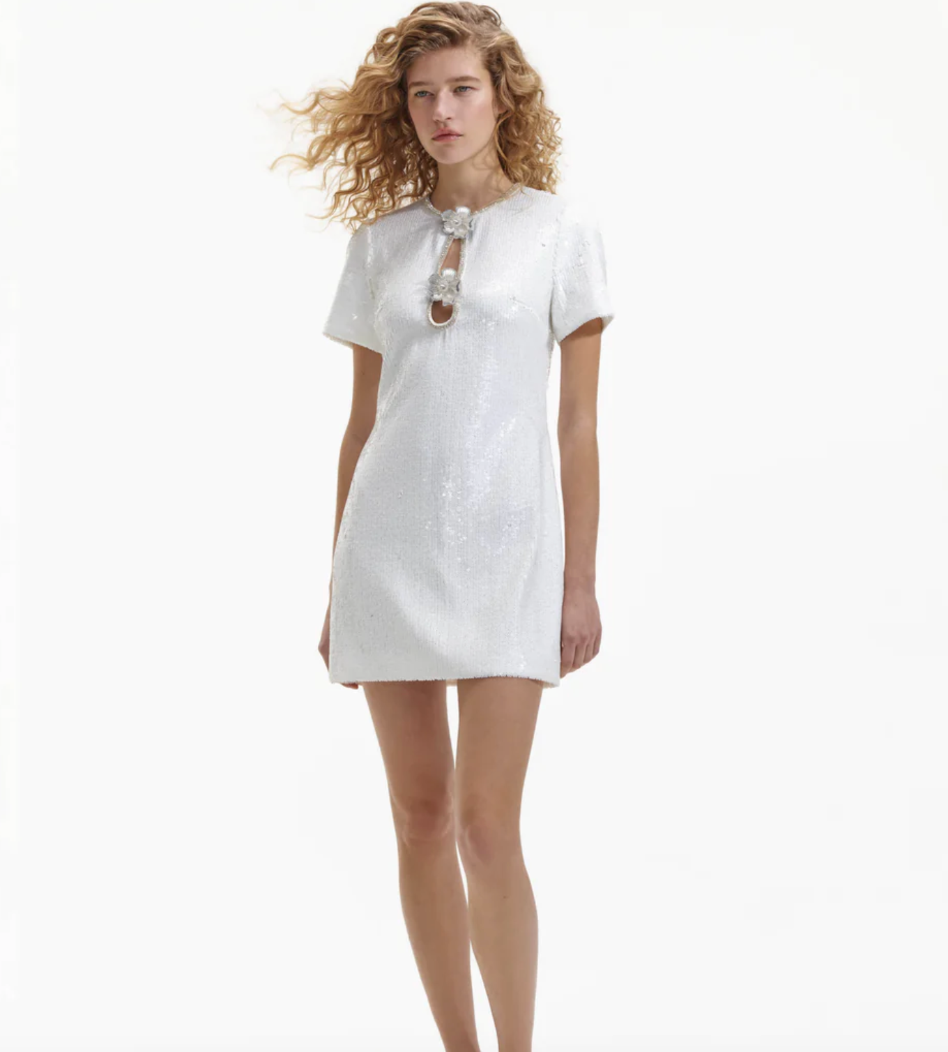 SEQUIN MINI DRESS - White