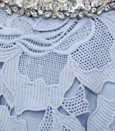 Blue Flower Lace Mini Dress