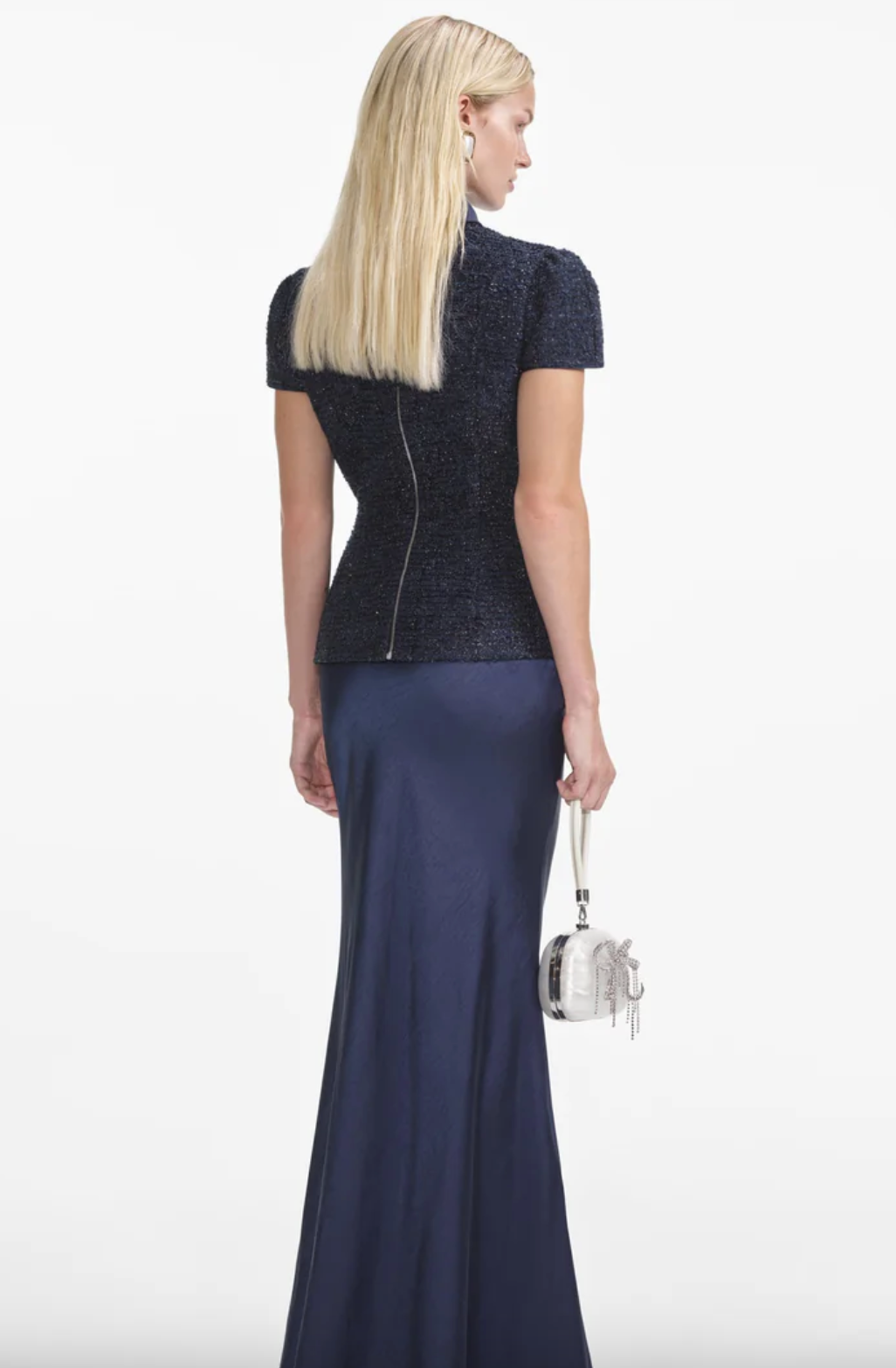 Navy Metallic Boucle Maxi Dress – Coplons