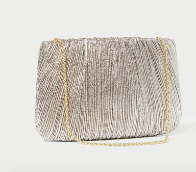 Brit Champagne Flat Pleated Clutch