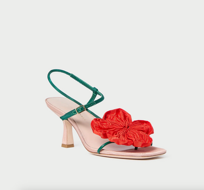 Frank Moiré Flower Sandal - Red/Green