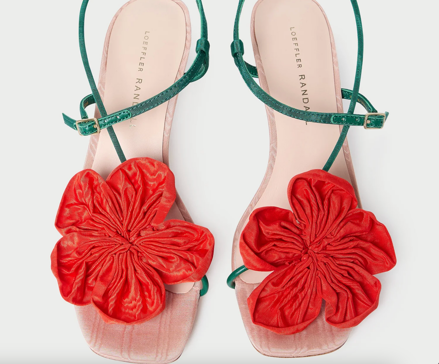 Frank Moiré Flower Sandal - Red/Green