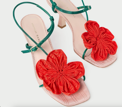 Frank Moiré Flower Sandal - Red/Green