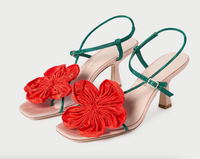 Frank Moiré Flower Sandal - Red/Green
