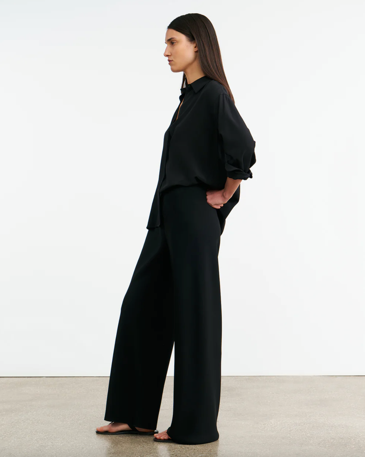 MARLOW WIDE LEG PANT - Black