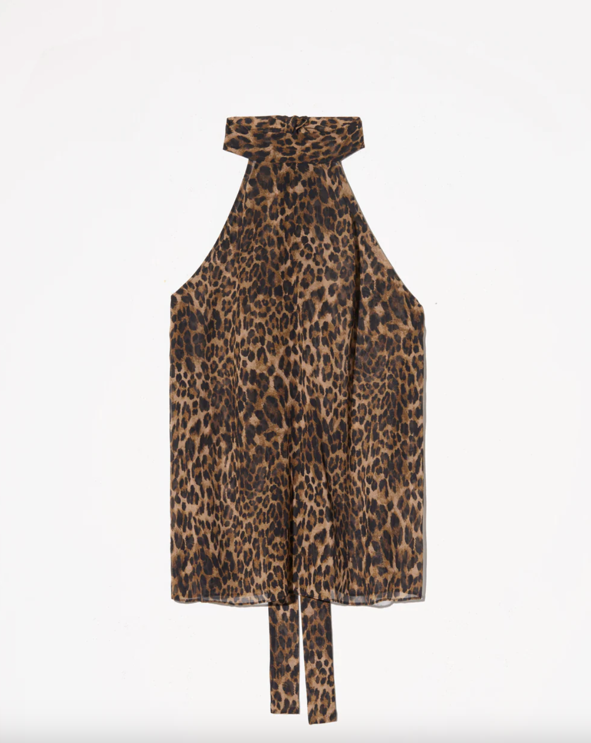 ALLA SILK HALTERNECK TOP - Vintage Leopard Print