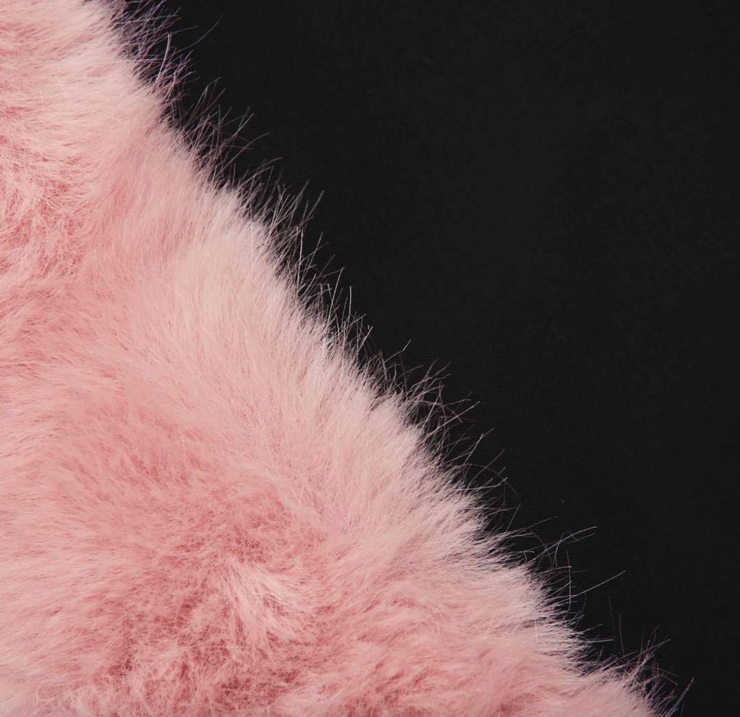 Crepe Fur Hem Mini Dress - Black