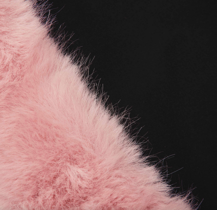 Crepe Fur Hem Mini Dress - Black