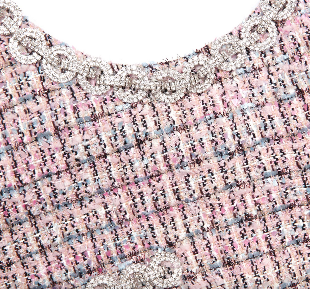 Boucle Sleeveless Mini Dress - Pink