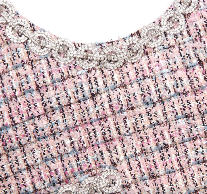 Boucle Sleeveless Mini Dress - Pink