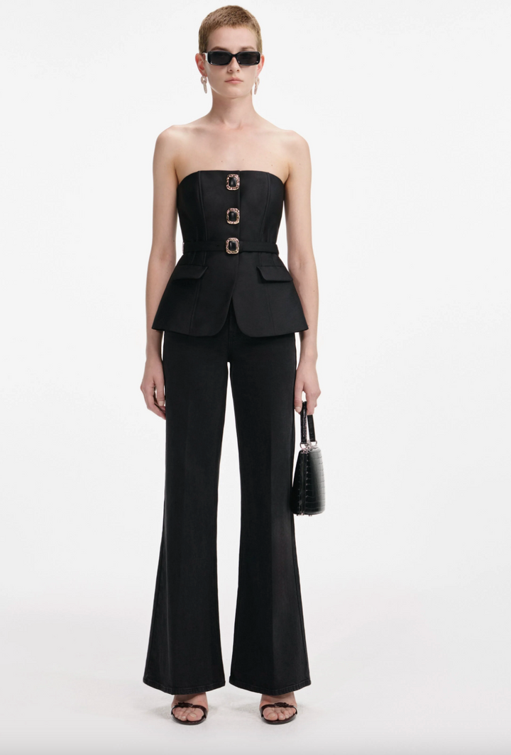 Taffeta Bandeau Jumpsuit - Black