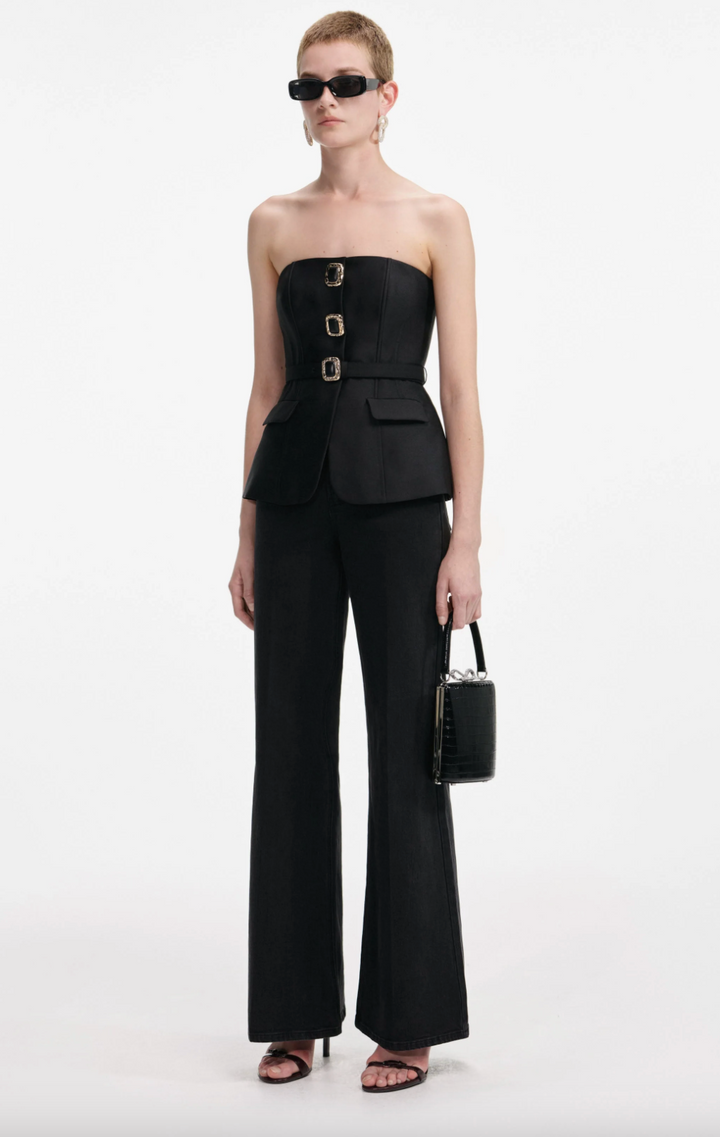 Taffeta Bandeau Jumpsuit - Black