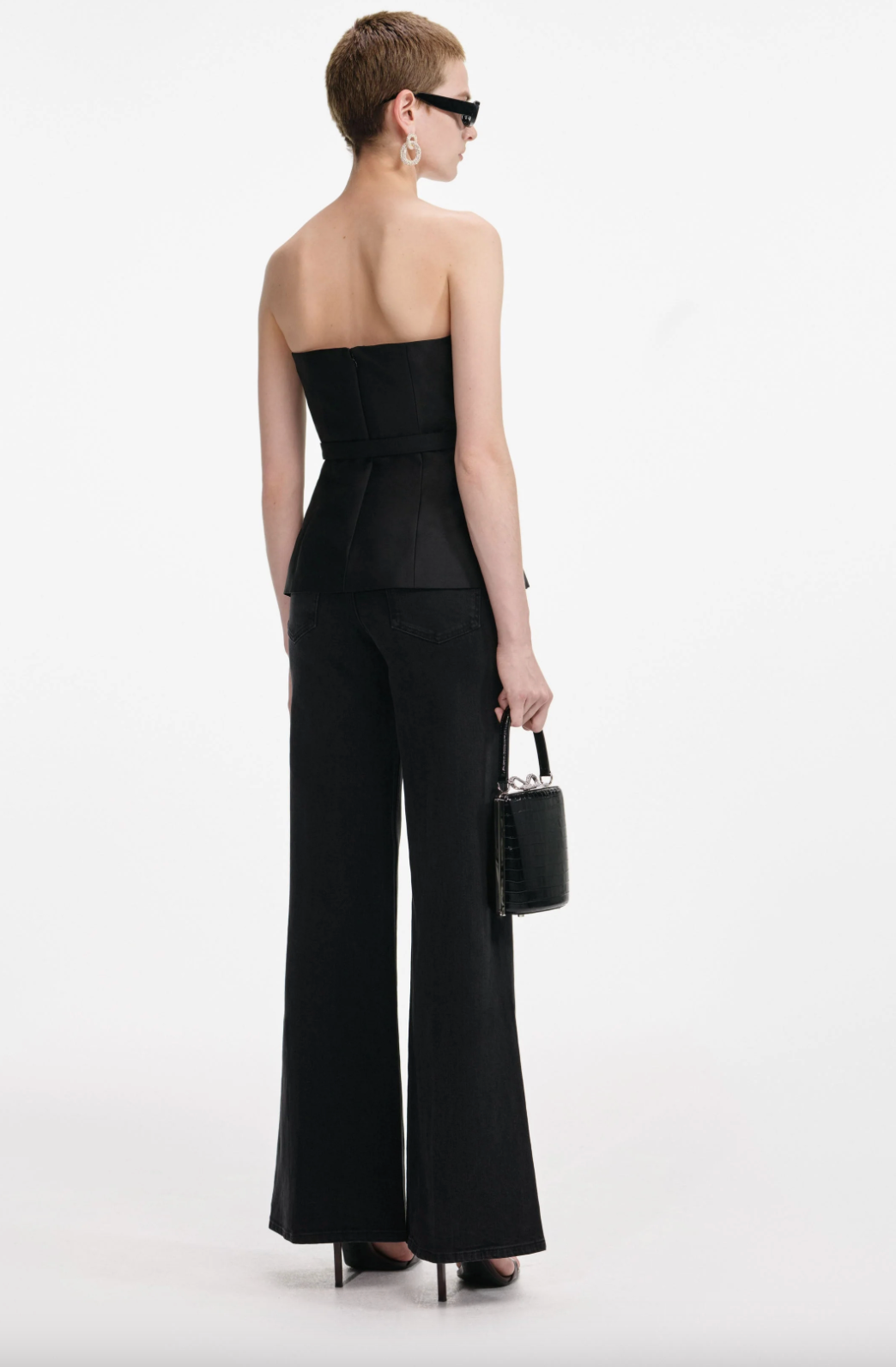 Taffeta Bandeau Jumpsuit - Black