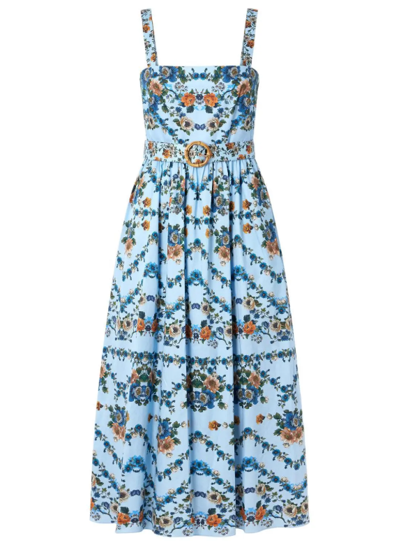 Ninet Cotton Midi Dress - Blue Multi