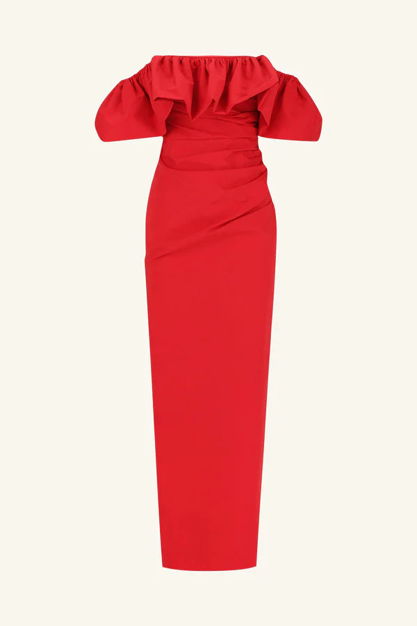 campbell off shoulder bubble maxi dress - goji