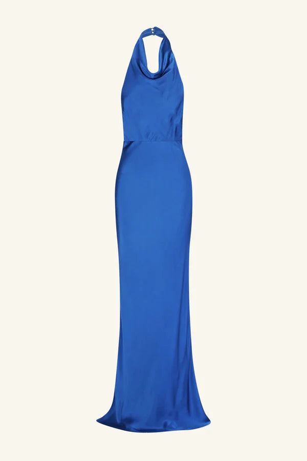 tatum high cowl open back maxi dress - ultramarine